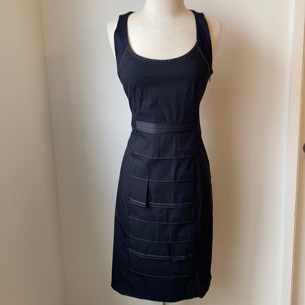 Paule Ka Black Sleeveless Collarless Dress 40